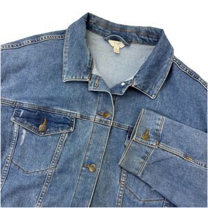Terra & Sky Women’s 2X Denim Jean Jacket Blue Medium Wash Plus Size 20W-22W